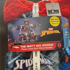 Marvel Spider-Man Oversized Plush Hoodie - Red and Blue